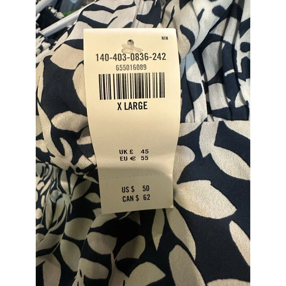 Abercrombie & Fitch Blue Floral Smocked Puff Sleeve Crop Top XL